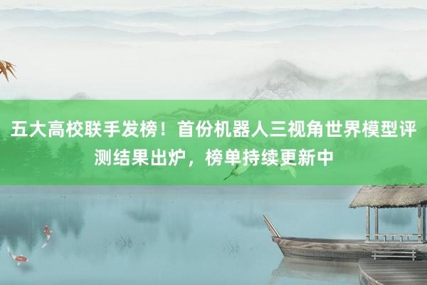 五大高校联手发榜！首份机器人三视角世界模型评测结果出炉，榜单持续更新中