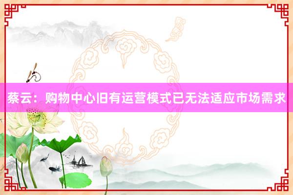 蔡云：购物中心旧有运营模式已无法适应市场需求