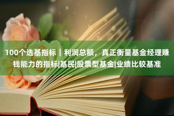 100个选基指标｜利润总额，真正衡量基金经理赚钱能力的指标|基民|股票型基金|业绩比较基准