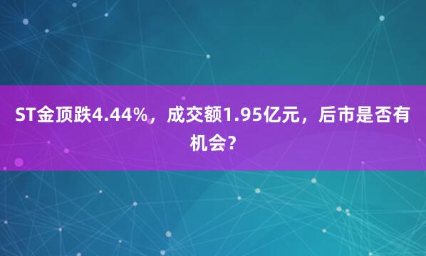 ST金顶跌4.44%，成交额1.95亿元，后市是否有机会？