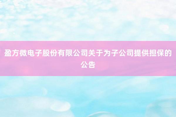 盈方微电子股份有限公司关于为子公司提供担保的公告