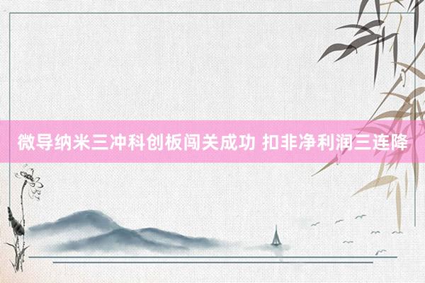 微导纳米三冲科创板闯关成功 扣非净利润三连降