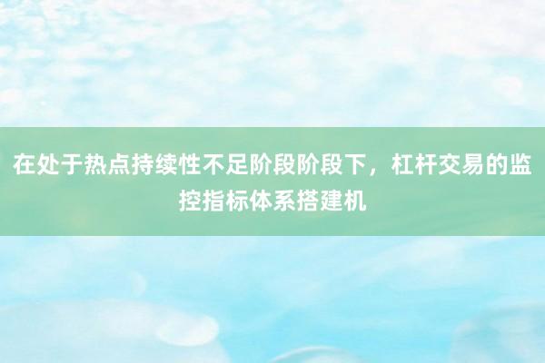 在处于热点持续性不足阶段阶段下，杠杆交易的监控指标体系搭建机