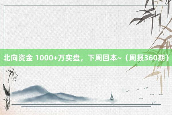 北向资金 1000+万实盘，下周回本~（周报360期）