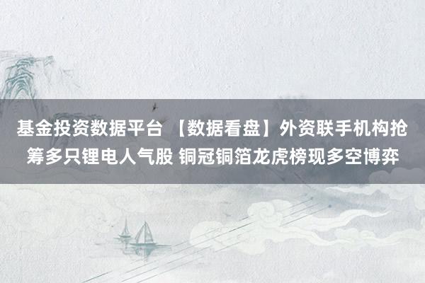 基金投资数据平台 【数据看盘】外资联手机构抢筹多只锂电人气股 铜冠铜箔龙虎榜现多空博弈