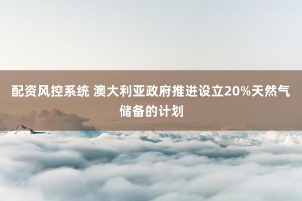 配资风控系统 澳大利亚政府推进设立20%天然气储备的计划