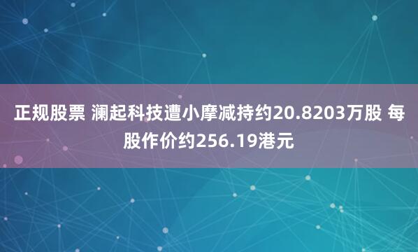 正规股票 澜起科技遭小摩减持约20.8203万股 每股作价约256.19港元