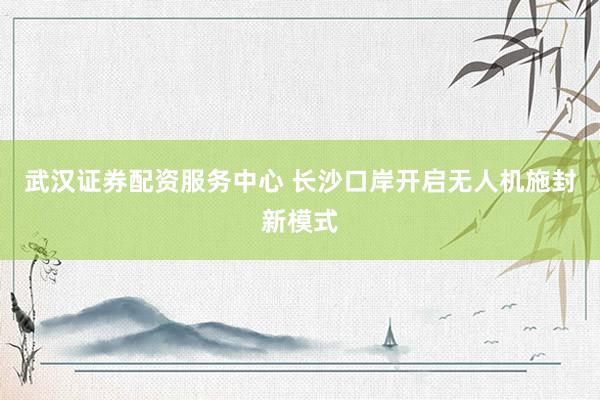 武汉证券配资服务中心 长沙口岸开启无人机施封新模式