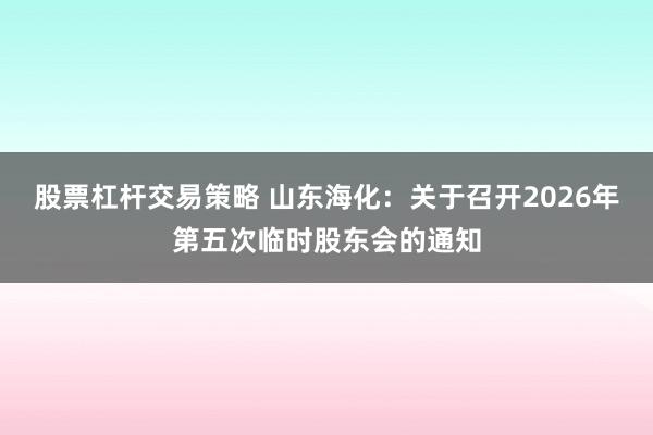 股票杠杆交易策略 山东海化：关于召开2026年第五次临时股东会的通知