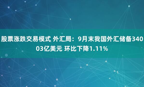 股票涨跌交易模式 外汇局：9月末我国外汇储备34003亿美元 环比下降1.11%